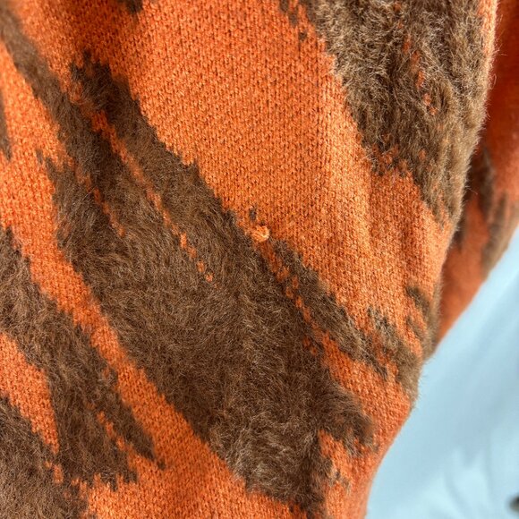 ELOGUII Intarsia Sweater size 18/20 orange brown Mock Neck - Picture 7 of 9